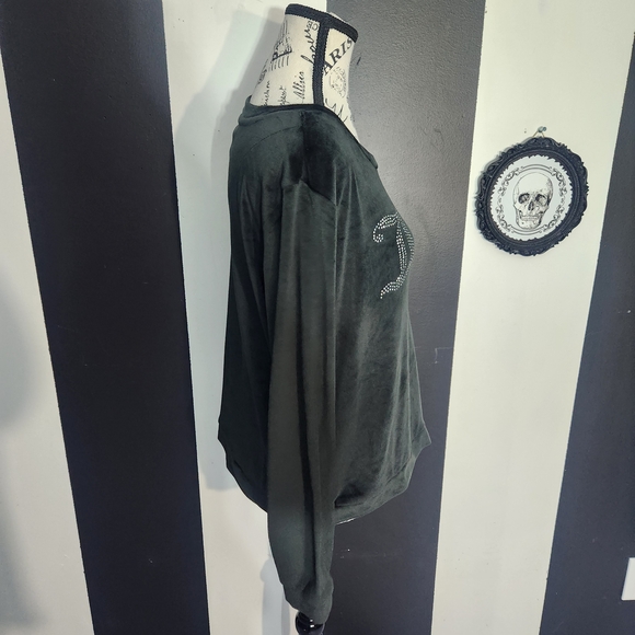 Juicy Couture Black Velvet Crystal Logo Pullover - Picture 2 of 4